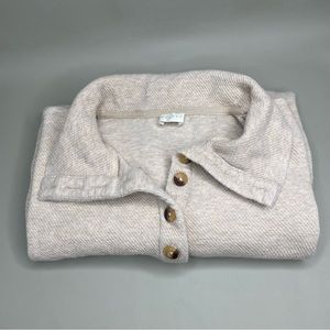 Euc Poetry button neck midweight pullover womens heathered cream grey 10